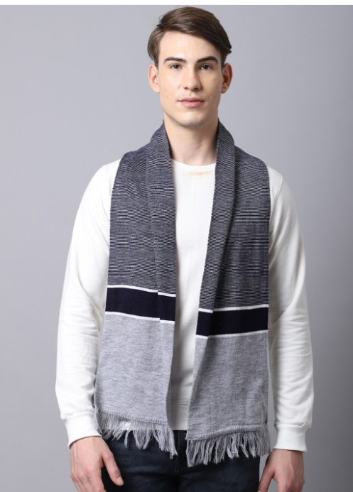 ELLIS Men Grey & Blue Acrylic Mufflers